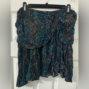 Free People Vibrant Blue and Green Mini Skirt